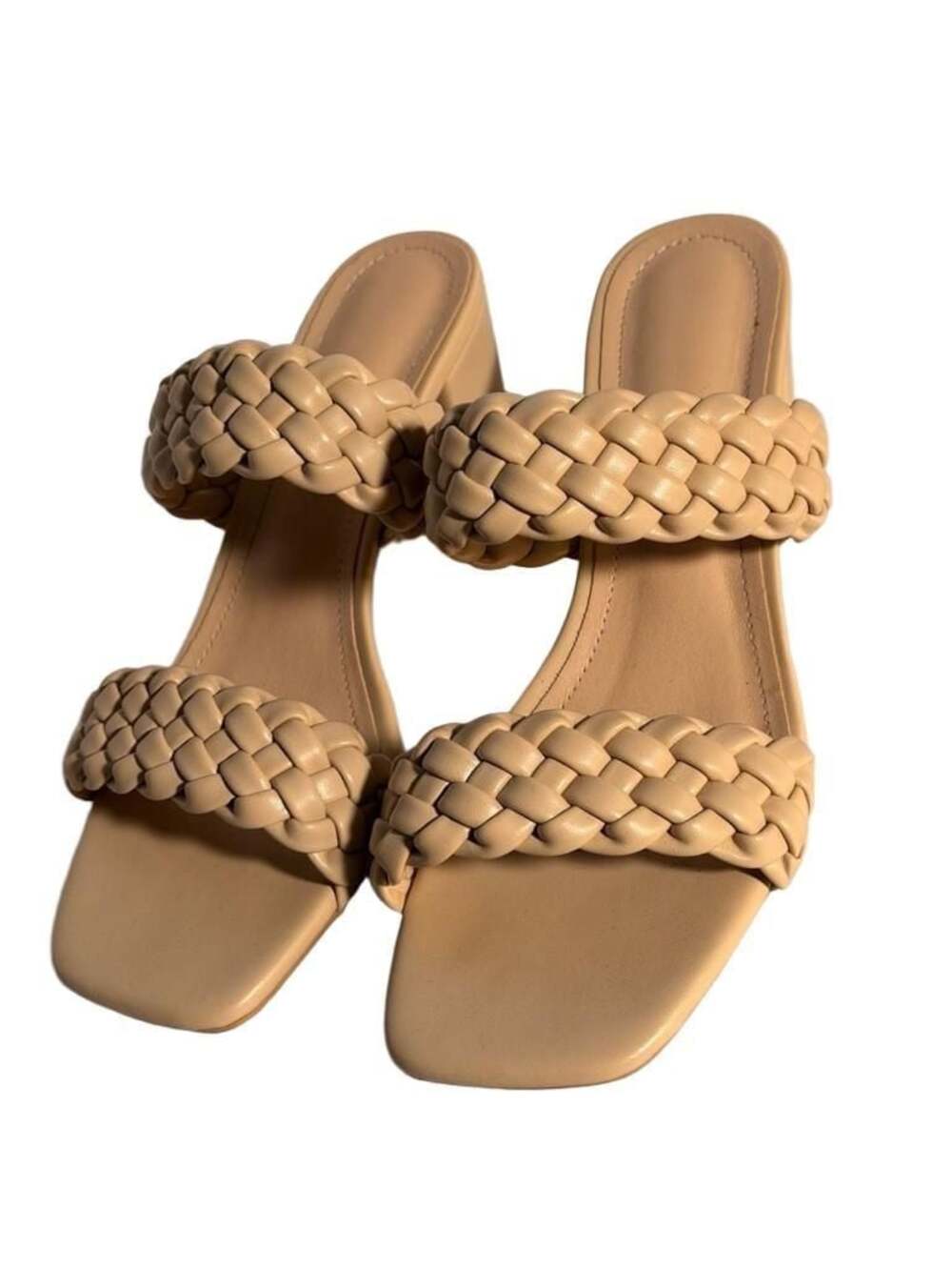 Unbranded Women's Braided Double Strap Low Block Heel Square Toe Mules, EU 38